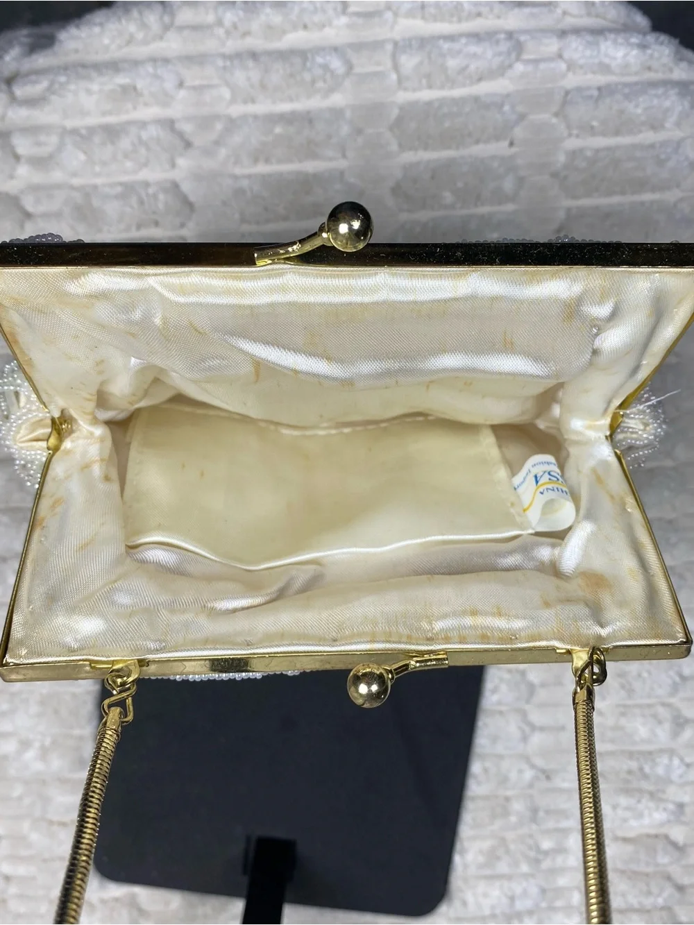 Vintage La Regale Vanessa Beaded Shell Bag Iridescent Pastel Clam Clutch Evening